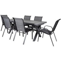 Edenjardin Conjunto de mesa y sillas apilables para exterior mesa 202 a 264