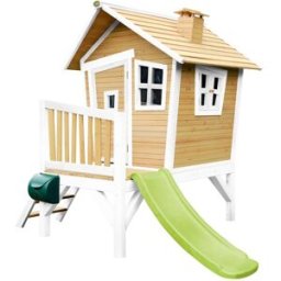 Axi Casita infantil con tobogán amarillo, de madera fsc, marrón/blanca