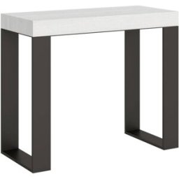 Itamoby Consola extensible 90x40/196 cm efecto madera fresno blanco y hierro