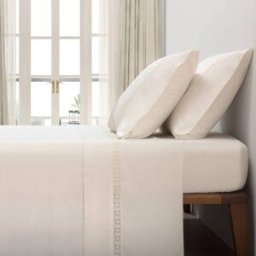 Casa da Laura Sábanas 100% algodón 200 hilos bordado beige cama 135/140 1 almohada