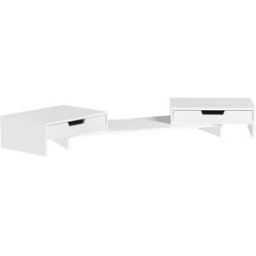 SoBuy Soporte del monitor giratorio con 2 cajones madera blanco