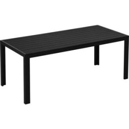 REDOM Mesa jardín aluminio con tablero negro 190x84,5x72cm