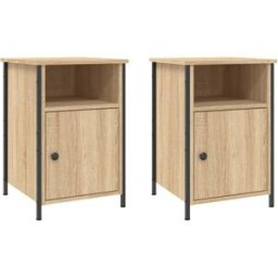 Maison Chic Juego de 2 mesitas noche madera contrachapada cmarrón 40x42x60cm
