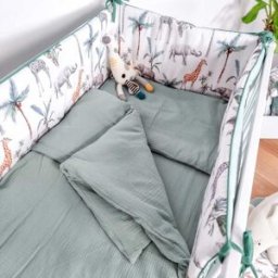 Sevira Kids Protector cuna bebé reversible desenfundable algodón verde
