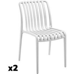 Tectake 2 sillas de jardín resistentes a la intemperie y apilables, blanco