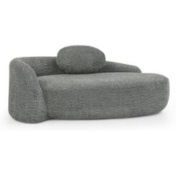 Urban Meuble Chaiselongue de tela tipo borreguito gris oscuro, diseño redondeado