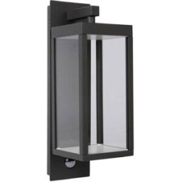 Lucide Aplique exterior con sensor en aluminio vidrio negro 38cm
