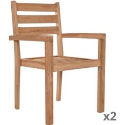 NIYLO Conjunto de 2 sillas de teca marrón 67x55x95 cm
