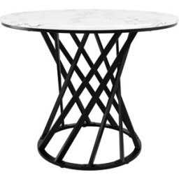 MODFU Mesa redonda fibra 80x80 cm patas metal, negro/blanco