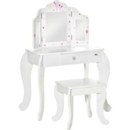 Homcom Tocador de madera infantil 63x40x85.5 cm blanco