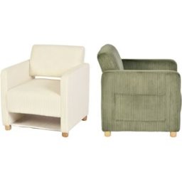 Meubles Cosy Juego de 2 sillones de pana verde y beige