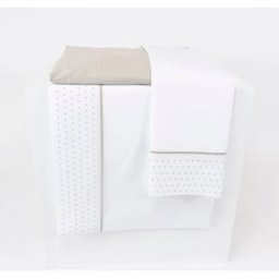Casa da Laura Sábanas 100% algodón 200 hilos vibo marrón cama 150/160 2 almohadas