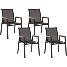 Beliani Conjunto de 4 sillas de jardín metal negro