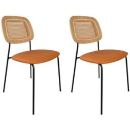 Mathi Design Conjunto de 2 sillas de polipiel naranja