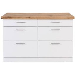 Unique Isla cocina madera color natural claro, blanco