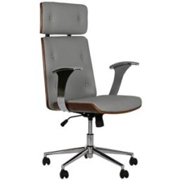 NIYLO Silla de oficina con ruedas en madera gris 71x69x108,5 cm