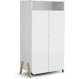 AT4 Armario infantil de 2 puertas en madera blanco/haya 100 x 50 x 176 cm