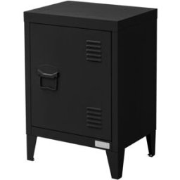 ML-Design Mesita de noche de metal negro 40x30x58 cm diseño industrial, 1 puerta