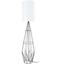 Tosel Lámpara de pie columna metal negro pantalla blanco