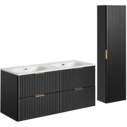 Petits meubles Conjunto mueble doble lavabo tableros de melamina y mdf negro mate