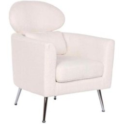 NIYLO Butaca de poliéster y acero patas cromadas blanco 71x75x95 cm
