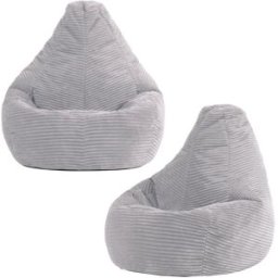 Icon Set de 2 pufs infantil con respaldo alto de pana gris