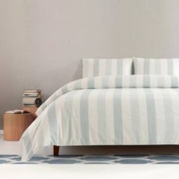 Casa da Laura Funda nórdica rayas 100% algodón verde agua cama 120 cm (200 x 220 cm