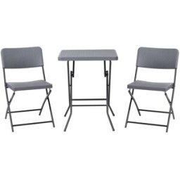Beliani Conjunto de balcón plegable gris