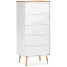 HOMN Cómoda alta 5 cajones color blanco