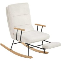 SONGMICS HOME Silla mecedora con respaldo regulable de color blanco crema