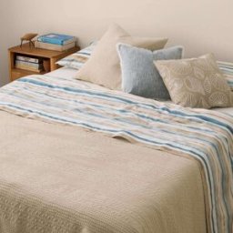 Textura Interiors Sábana encimera algodón percal 180 hilos rayas azul. Algodón percal