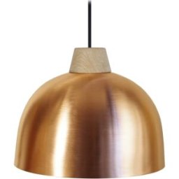 Tosel Suspensión hemisferio metal y madera natural Pantalla cobre