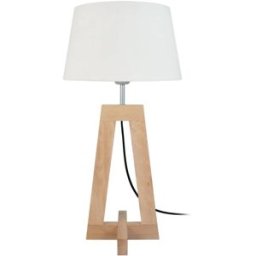 Tosel Lámpara de mesa cuadrúpedo madera natural pantalla crudo
