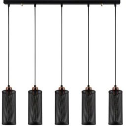 Wonderlamp Lámpara colgante 5 luces negro con pantalla cilíndrica
