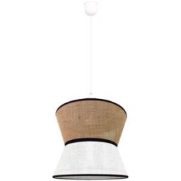 Wonderlamp Lámpara de techo 2 pantallas de lino marrón y saco rústico