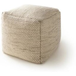 Benuta Puf de lana hecho a mano crema 45x45x45
