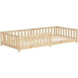 ML-Design Cama de suelo infantil 90 x 200 cm natural madera maciza de pino