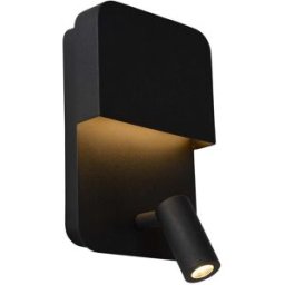 Lucide Aplique con foco y puerto usb en acero negro 24cm