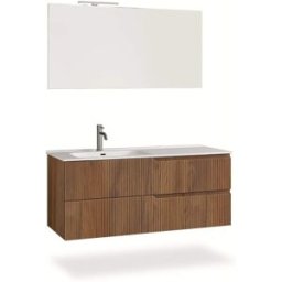 AQA DESIGN Mueble de baño bañera izquierda 4 piezas en mdf roble oscuro