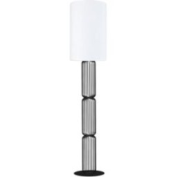 Tosel Lámpara de pie columna metal negro pantalla blanco