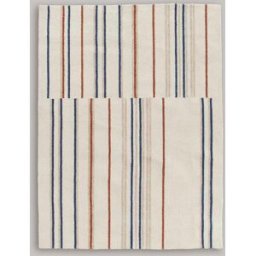 Maisons du Monde Alfombra de exterior de rayas crudo, azul y terracota, 140x200 cm