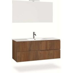 AQA DESIGN Mueble de baño de 4 piezas en mdf roble oscuro