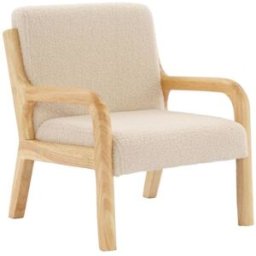 sweeek Sillón infantil escandinavo de madera y tela borreguito, beige