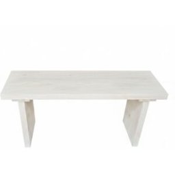 NATYAL Banco de madera maciza para pie de cama en blanco envejecido 100cm