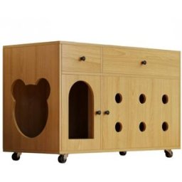 Urban Cocon Mueble para caja de arena de madera clara con almacenaje.