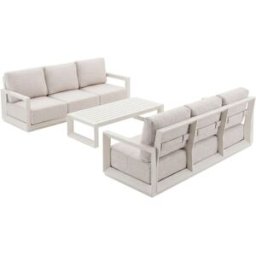 Kerama Conjunto de jardín 6 plazas de aluminio beige