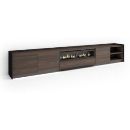 Skraut home Mueble tv efecto madera roble negro 310x37x50cm chimenea efecto fuego
