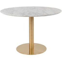 House Nordic Mesa de comedor redonda para 4 personas efecto mármol - blanco