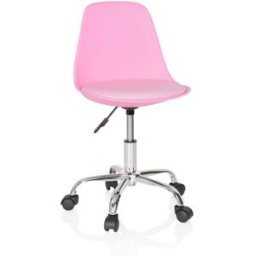 hjh OFFICE Silla giratoria para niños piel sintética rosa