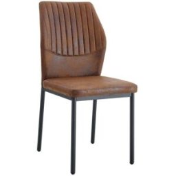 Urban Meuble Juego de 4 sillas de comedor vintage de cuero marrón